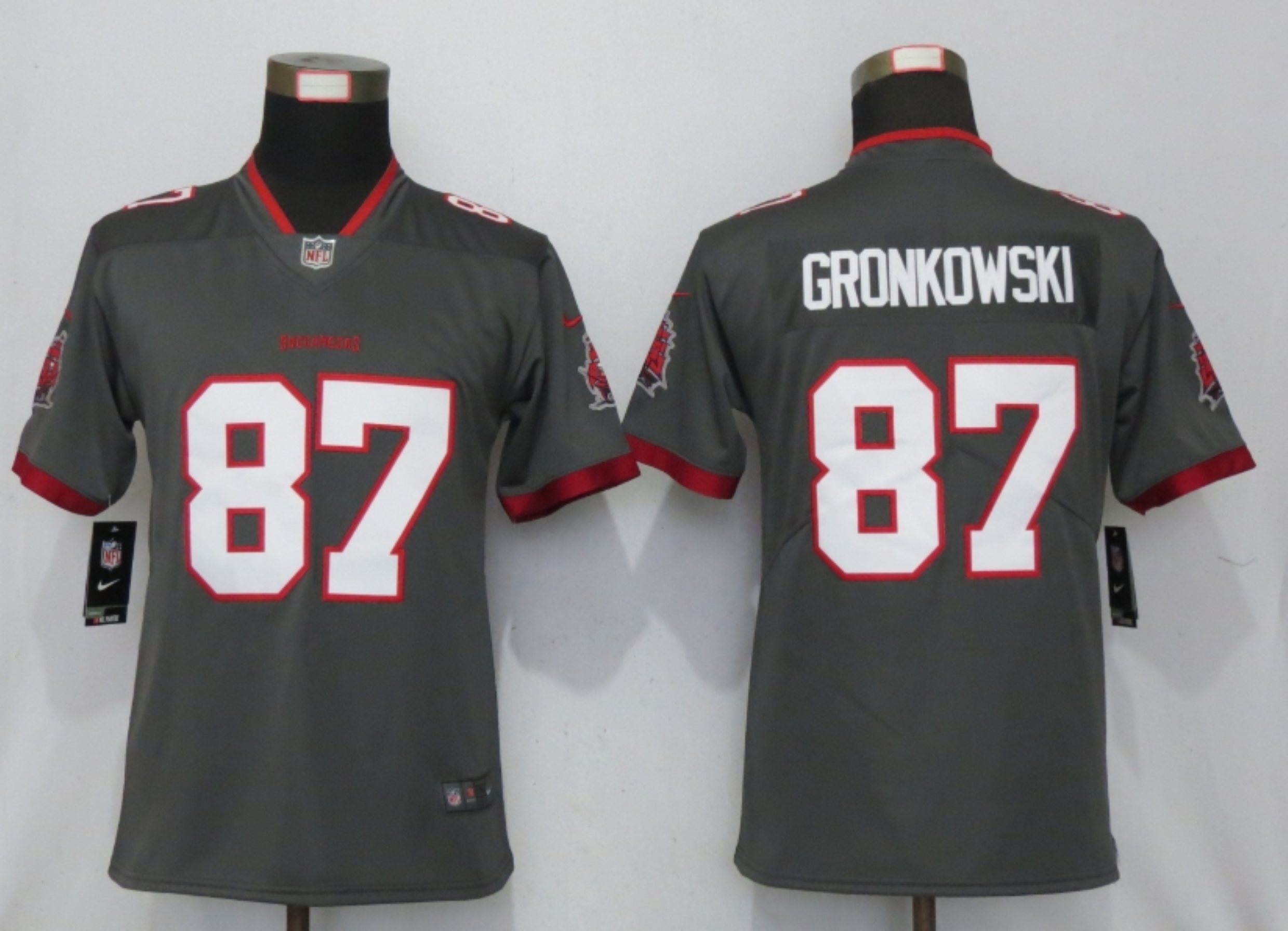 Women New Nike Tampa Bay Buccaneers #87 Gronkowski Nike Pewter Alternate Vapor Elite Playe->women nfl jersey->Women Jersey